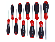 10 Piece - T7s; T8s; T9s; T10s; T20s; T25s; T27s; T30s; T40s Security - Torx SoftFinish® Cushion Grip Screwdriver Set - Strong Tooling