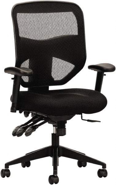 Basyx - 44-1/2" High High Back Chair - 30" Wide x 26" Deep, Padded Mesh Seat, Black - Strong Tooling