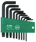 9 Piece - T8s; T9s; T10s; T15s; T20s; T25s; T27s; T30s; T40s - Black Finish Security - Torx Short Arm L-Key Set - Strong Tooling