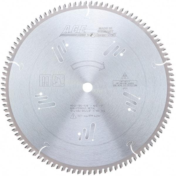 Amana Tool - 12" Diam, 5/8" Arbor Hole Diam, 100 Tooth Wet & Dry Cut Saw Blade - Carbide-Tipped, Clean Action, Standard Round Arbor - Strong Tooling