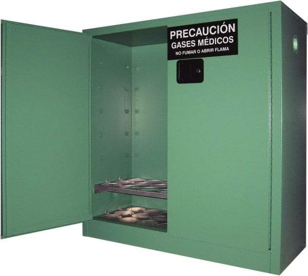 Securall Cabinets - 2 Door, Green Steel Standard Safety Cabinet for Flammable and Combustible Liquids - 44" High x 43" Wide x 18" Deep, Manual Closing Door, 3 Point Key Lock, D, E Cylinder Capacity - Strong Tooling