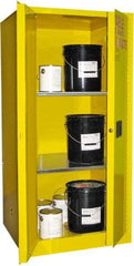 Securall Cabinets - 2 Door, 2 Shelf, Yellow Steel Standard Safety Cabinet for Flammable and Combustible Liquids - 65" High x 31" Wide x 31" Deep, Manual Closing Door, 3 Point Key Lock, 60 Gal Capacity - Strong Tooling