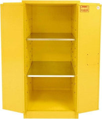 Securall Cabinets - 2 Door, 2 Shelf, Yellow Steel Standard Safety Cabinet for Flammable and Combustible Liquids - 65" High x 31" Wide x 31" Deep, Manual Closing Door, 3 Point Key Lock, 60 Gal Capacity - Strong Tooling