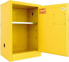 Securall Cabinets - 1 Door, 1 Shelf, Yellow Steel Standard Safety Cabinet for Flammable and Combustible Liquids - 35" High x 24" Wide x 18" Deep, Manual Closing Door, 3 Point Key Lock, 12 Gal Capacity - Strong Tooling