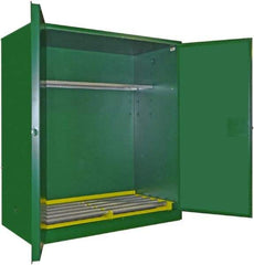 Securall Cabinets - 2 Door, 1 Shelf, Green Steel Standard Safety Cabinet for Flammable and Combustible Liquids - 65" High x 56" Wide x 31" Deep, Manual Closing Door, 3 Point Key Lock, 120 Gal Capacity - Strong Tooling