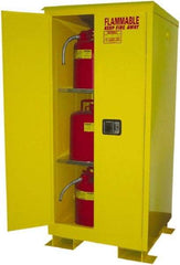 Securall Cabinets - 2 Door, 2 Shelf, Yellow Steel Standard Safety Cabinet for Flammable and Combustible Liquids - 69" High x 31" Wide x 31" Deep, Manual Closing Door, 3 Point Key Lock, 60 Gal Capacity - Strong Tooling