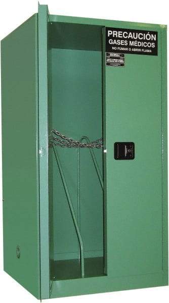 Securall Cabinets - 2 Door, Green Steel Standard Safety Cabinet for Flammable and Combustible Liquids - 65" High x 34" Wide x 34" Deep, Manual Closing Door, 3 Point Key Lock, H Cylinder Capacity - Strong Tooling