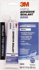 3M - 3 oz Tube White Polyurethane Marine Adhesive Sealant - 190°F Max Operating Temp, 48 hr Tack Free Dry Time - Strong Tooling