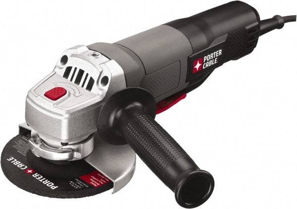 Porter-Cable - 4-1/2" Wheel Diam, 11,000 RPM, Corded Angle & Disc Grinder - 5/8-11 Spindle, 120 Volts, 7 Amps - Strong Tooling