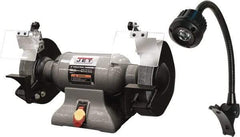 Jet - 8" Wheel Diam x 1" Wheel Width, 1 hp Grinder - 0.63" Arbor Hole Diam, 1 Phase, 3,450 Max RPM, 115 Volts - Strong Tooling