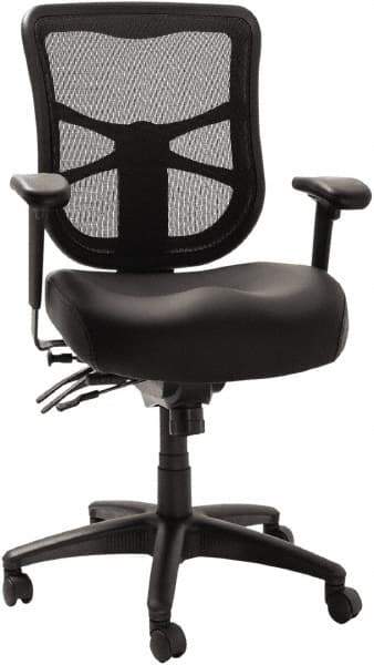 ALERA - 42-7/8" High Mid Back Chair - 25" Wide x 27-5/8" Deep, Leather Seat, Black - Strong Tooling