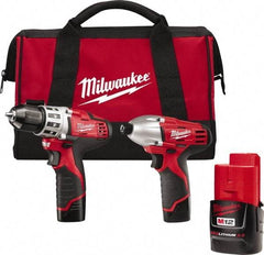 Milwaukee Tool - 12 Volt Cordless Tool Combination Kit - Includes 1/4" Hex Impact Driver & 3/8" Drill/Driver, Lithium-Ion Battery Included - Strong Tooling