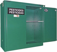 Securall Cabinets - 2 Door, 1 Shelf, Green Steel Standard Safety Cabinet for Flammable and Combustible Liquids - 46" High x 43" Wide x 18" Deep, Self Closing Door, 3 Point Key Lock, 30 Gal Capacity - Strong Tooling