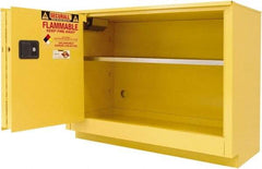 Securall Cabinets - 2 Door, 1 Shelf, Yellow Steel Under the Counter Safety Cabinet for Flammable and Combustible Liquids - 35-5/8" High x 47" Wide x 22" Deep, Sliding Door, 3 Point Key Lock, 36 Gal Capacity - Strong Tooling