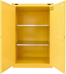 Securall Cabinets - 2 Door, 2 Shelf, Yellow Steel Standard Safety Cabinet for Flammable and Combustible Liquids - 67" High x 43" Wide x 31" Deep, Self Closing Door, 3 Point Key Lock, 90 Gal Capacity - Strong Tooling