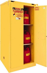 Securall Cabinets - 2 Door, 2 Shelf, Yellow Steel Standard Safety Cabinet for Flammable and Combustible Liquids - 67" High x 31" Wide x 31" Deep, Self Closing Door, 3 Point Key Lock, 60 Gal Capacity - Strong Tooling