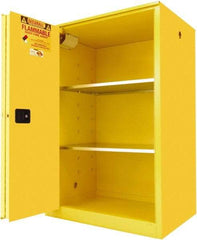 Securall Cabinets - 2 Door, 2 Shelf, Yellow Steel Standard Safety Cabinet for Flammable and Combustible Liquids - 65" High x 43" Wide x 31" Deep, Sliding Door, 3 Point Key Lock, 90 Gal Capacity - Strong Tooling