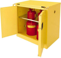 Securall Cabinets - 2 Door, 1 Shelf, Yellow Steel Standard Safety Cabinet for Flammable and Combustible Liquids - 37" High x 36" Wide x 24" Deep, Self Closing Door, 3 Point Key Lock, 30 Gal Capacity - Strong Tooling