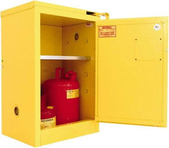 Securall Cabinets - 1 Door, 1 Shelf, Yellow Steel Standard Safety Cabinet for Flammable and Combustible Liquids - 37" High x 24" Wide x 18" Deep, Self Closing Door, 3 Point Key Lock, 12 Gal Capacity - Strong Tooling