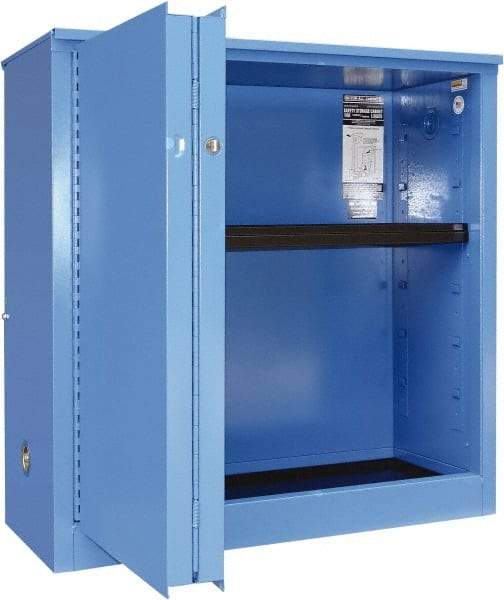 Securall Cabinets - 2 Door, 1 Shelf, Blue Steel Standard Safety Cabinet for Corrosive Chemicals - 44" High x 43" Wide x 18" Deep, Sliding Door, 3 Point Key Lock, 30 Gal Capacity - Strong Tooling