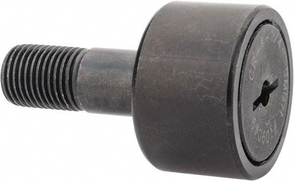 Accurate Bushing - 1-1/4" Roller Diam x 3/4" Width, 1/2" Stud Diam x 1-1/4" Length, Stud Cam Follower - Steel, 5/8" Thread Length, 1/2-20 Thread, 2" OAL, 4,470 Lb Dynamic Cap, 4,300 Lb Static Cap - Strong Tooling