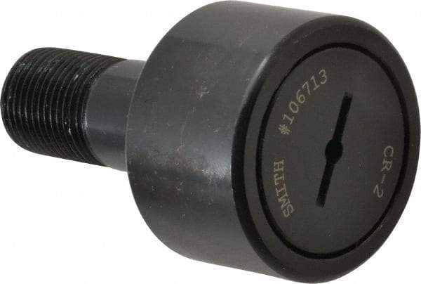 Accurate Bushing - 2" Roller Diam x 1-1/4" Width, 7/8" Stud Diam x 2" Length, Stud Cam Follower - Steel, 1" Thread Length, 7/8-14 Thread, 3-1/4" OAL, 10,370 Lb Dynamic Cap, 10,700 Lb Static Cap - Strong Tooling