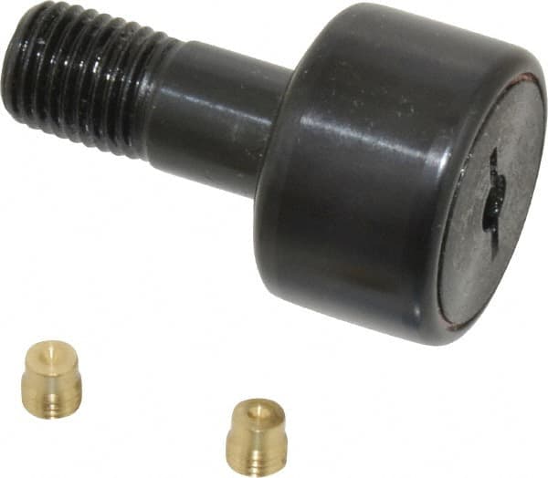 Accurate Bushing - 1" Roller Diam x 5/8" Width, 7/16" Stud Diam x 1" Length, Stud Cam Follower - Steel, 1/2" Thread Length, 7/16-20 Thread, 1-5/8" OAL, 3,030 Lb Dynamic Cap, 3,100 Lb Static Cap - Strong Tooling