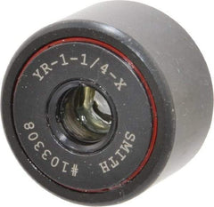 Accurate Bushing - 3/8" Bore, 1-1/4" Roller Diam x 3/4" Roller Width, Steel Yoke Cam Follower - 4,470 Lb Dynamic Load Capacity, 13/16" Overall Width - Strong Tooling