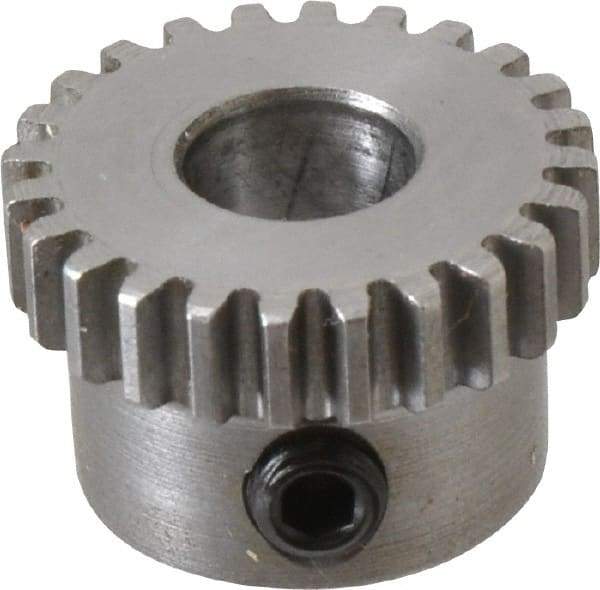 Boston Gear - 32 Pitch, 3/4" Pitch Diam, 24 Tooth Spur Gear - 0.188" Face Width, 5/16" Bore Diam, 0.64" Hub Diam, 14.5° Pressure Angle, Steel - Strong Tooling