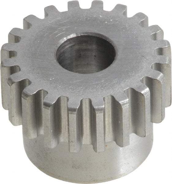 Boston Gear - 20 Pitch, 1" Pitch Diam, 20 Tooth Spur Gear - 3/8" Face Width, 3/8" Bore Diam, 0.84" Hub Diam, 14.5° Pressure Angle, Steel - Strong Tooling