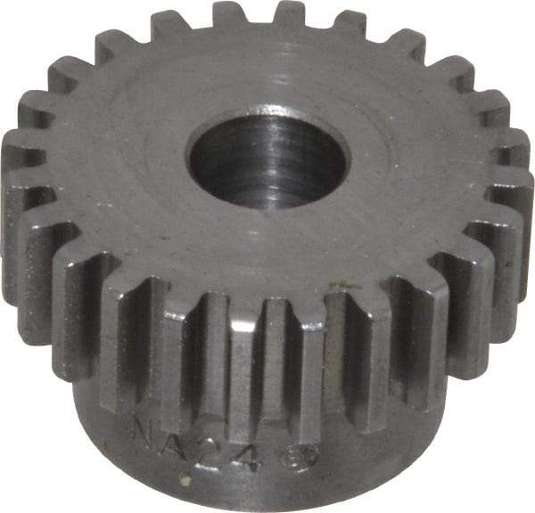 Boston Gear - 20 Pitch, 1.2" Pitch Diam, 24 Tooth Spur Gear - 3/8" Face Width, 3/8" Bore Diam, 0.92" Hub Diam, 14.5° Pressure Angle, Steel - Strong Tooling