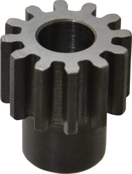 Boston Gear - 16 Pitch, 3/4" Pitch Diam, 12 Tooth Spur Gear - 1/2" Face Width, 3/8" Bore Diam, 0.56" Hub Diam, 14.5° Pressure Angle, Steel - Strong Tooling