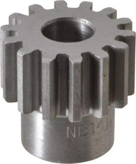 Boston Gear - 16 Pitch, 7/8" Pitch Diam, 14 Tooth Spur Gear - 1/2" Face Width, 3/8" Bore Diam, 0.69" Hub Diam, 14.5° Pressure Angle, Steel - Strong Tooling