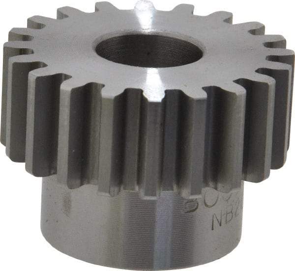 Boston Gear - 16 Pitch, 1-1/4" Pitch Diam, 20 Tooth Spur Gear - 1/2" Face Width, 1/2" Bore Diam, 0.96" Hub Diam, 14.5° Pressure Angle, Steel - Strong Tooling