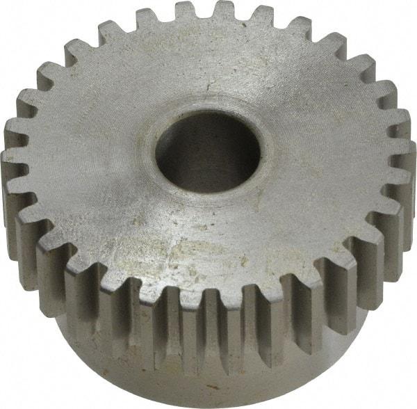 Boston Gear - 16 Pitch, 1-7/8" Pitch Diam, 30 Tooth Spur Gear - 1/2" Face Width, 1/2" Bore Diam, 1.58" Hub Diam, 14.5° Pressure Angle, Steel - Strong Tooling