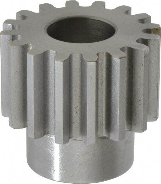 Boston Gear - 10 Pitch, 1.6" Pitch Diam, 16 Tooth Spur Gear - 1" Face Width, 3/4" Bore Diam, 1.22" Hub Diam, 14.5° Pressure Angle, Steel - Strong Tooling