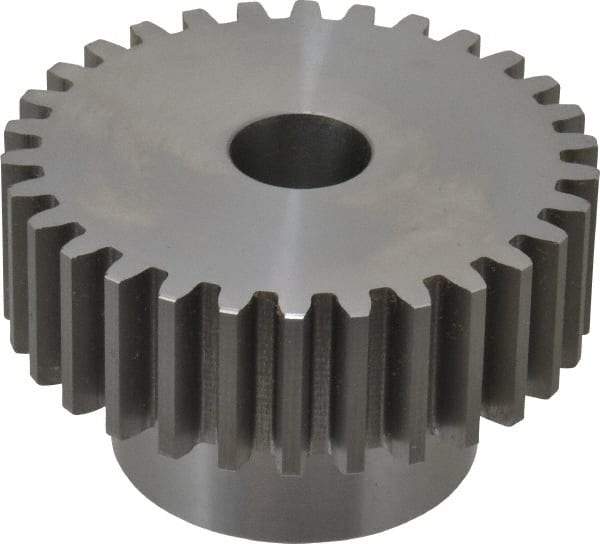 Boston Gear - 10 Pitch, 3" Pitch Diam, 30 Tooth Spur Gear - 1" Face Width, 3/4" Bore Diam, 2.02" Hub Diam, 14.5° Pressure Angle, Steel - Strong Tooling