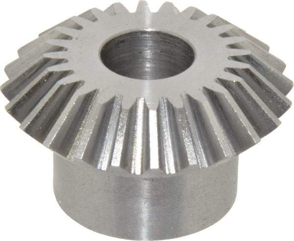 Boston Gear - 16 Pitch, 1-1/2" Pitch Diam, 24 Tooth Miter Gear - 0.32" Face Width, 1/2" Bore Diam, 1" Hub Diam, 20° Pressure Angle, Steel - Strong Tooling