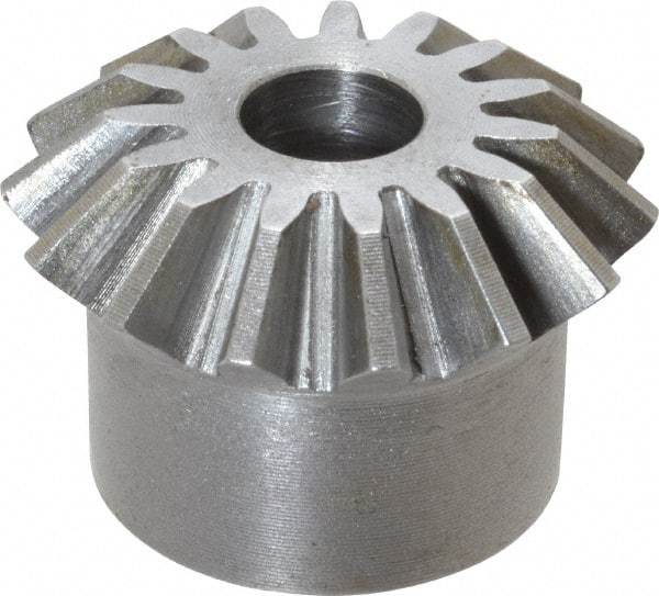 Boston Gear - 12 Pitch, 1-1/4" Pitch Diam, 15 Tooth Miter Gear - 0.29" Face Width, 3/8" Bore Diam, 1" Hub Diam, 20° Pressure Angle, Steel - Strong Tooling