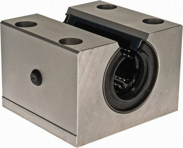 Thomson Industries - 30mm Inside Diam, 8,300 Lbs. Dynamic Capacity, Open Single Pillow Block Linear Bearing - 60mm Overall Height x 87" Overall Width, 45mm Btw Mount Hole Centers - Strong Tooling