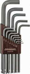 Paramount - 13 Piece L-Key Ball End Hex Key Set - Hex Range 0.05 to 3/8", 7-1/4" OAL, Steel - Strong Tooling