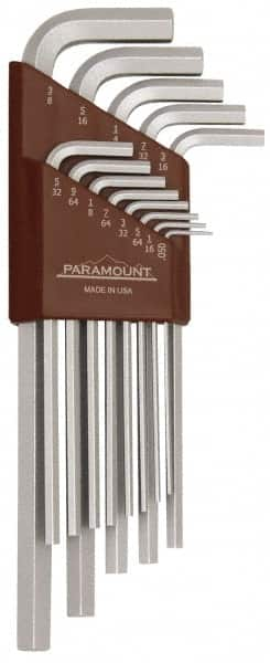 Paramount - 13 Piece L-Key Hex Key Set - Hex Range 0.05 to 3/8", 7-1/4" OAL, Steel - Strong Tooling