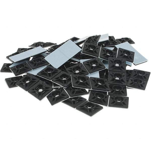 Thomas & Betts - Black, Nylon, Four Way Cable Tie Mounting Pad - 1-1/8" Long x 0.215" High x 1-1/8" Wide Adhesive Back - Strong Tooling