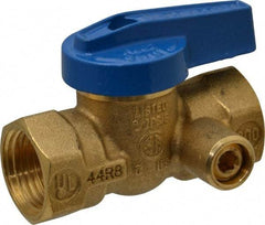 Legend Valve - 1/2" Pipe, Brass, Straight with Side Tap, Gas Ball Valve - 175 psi WOG Rating, Wedge Handle, FNPT x FNPT End Connections, 1 Piece - Strong Tooling