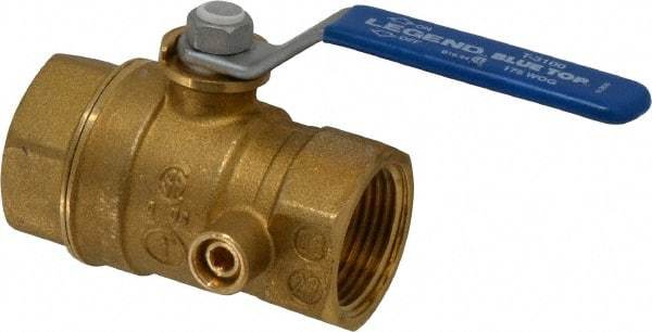 Legend Valve - 1" Pipe, Brass, Straight with Side Tap, Gas Ball Valve - 175 psi WOG Rating, Wedge Handle, FNPT x FNPT End Connections, 1 Piece - Strong Tooling