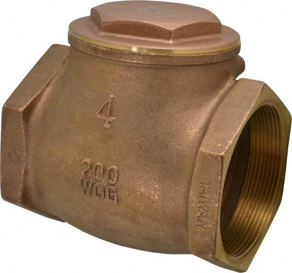 Legend Valve - 4" Brass Check Valve - Inline, FNPT x FNPT, 200 WOG - Strong Tooling