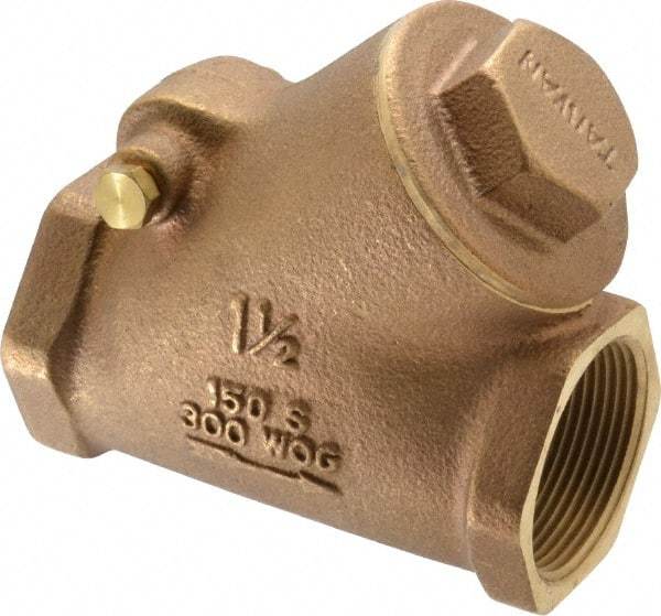 Legend Valve - 1-1/2" Bronze Check Valve - Y-Pattern, FNPT x FNPT, 300 WOG - Strong Tooling