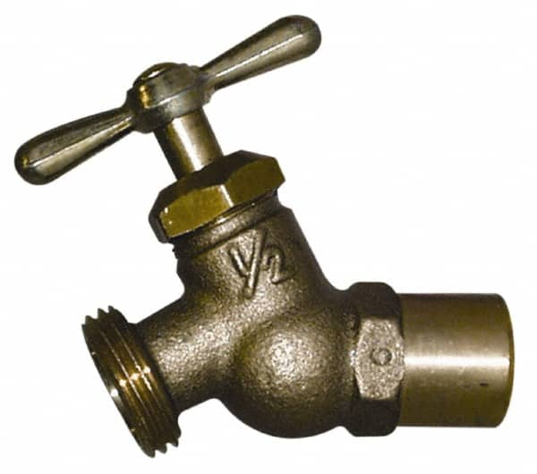 Legend Valve - 1/2" Pipe, 125 psi WOG Rating, Lead Free Brass Hose Bibb, Stop Valve - Tee Handle, MSWT x GHT End Connections - Strong Tooling