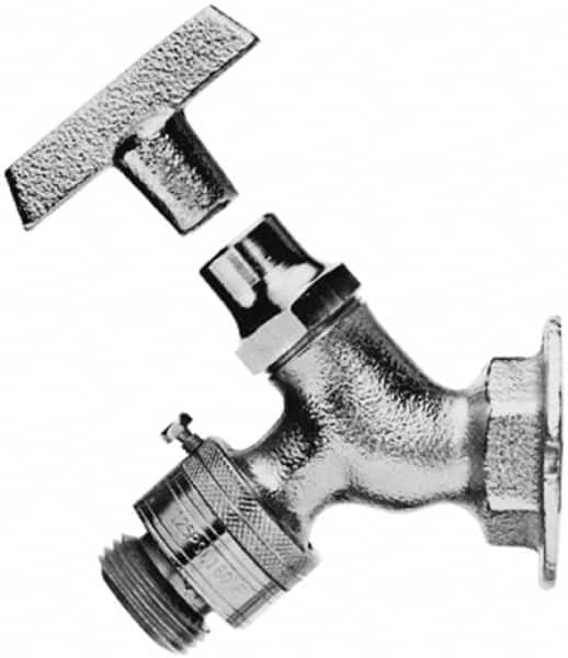 Legend Valve - 1/2" Pipe, Chrome Plated Brass Sillcock with Vacuum Breaker - Loosekey Handle, FNPT x GHT End Connections, 125 psi WOG Rating - Strong Tooling