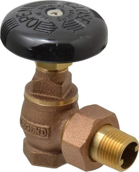 Legend Valve - 1/2" Pipe, 60 psi WOG Rating, FNPT x Male Union End Connections, Handwheel Steam Angle Radiator Valve - 15 psi Steam Pressure Rating, Bronze - Strong Tooling